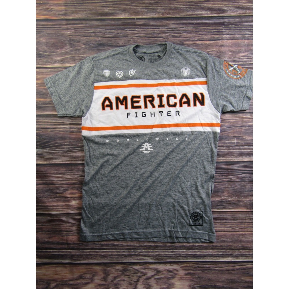 American Fighter Mens Size Small Gray Orange Training T Shirt UFC‎ MMA Gym